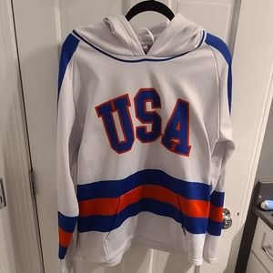 Miracle on Ice USA Hockey Red/White/Blue USA Hooded Sweatshirt  Size Youth XL